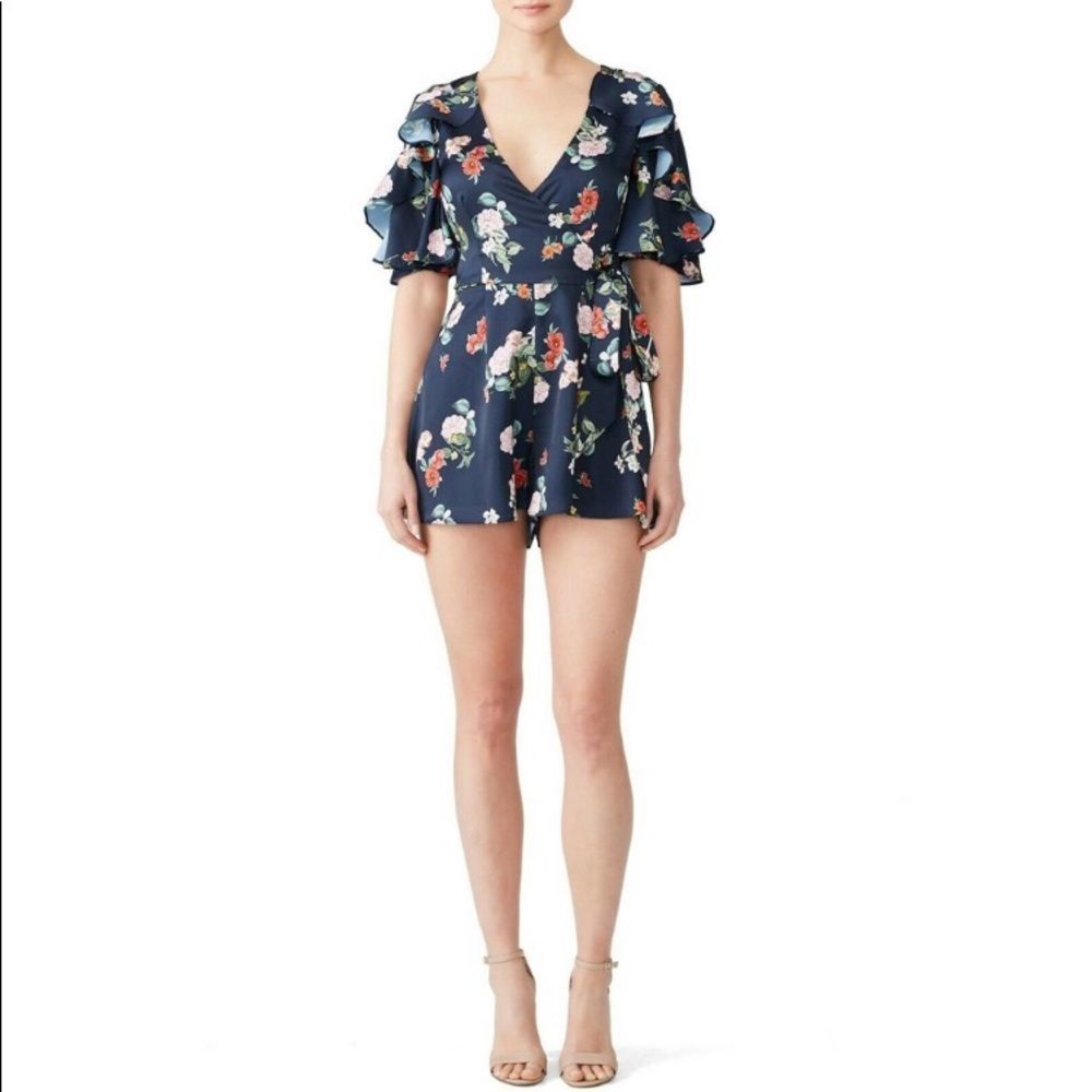 KEEPSAKEthe Label For Me Romper Ruffle Floral Surplice Size Large